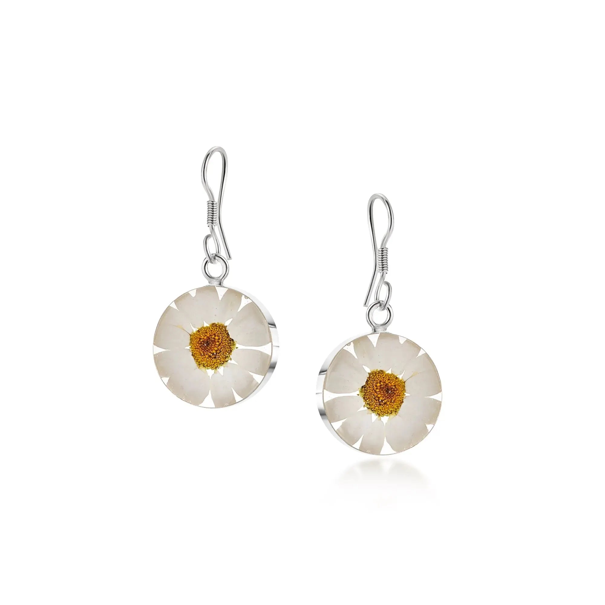 Daisy Earrings by Shrieking Violet® Sterling silver with real daisies!