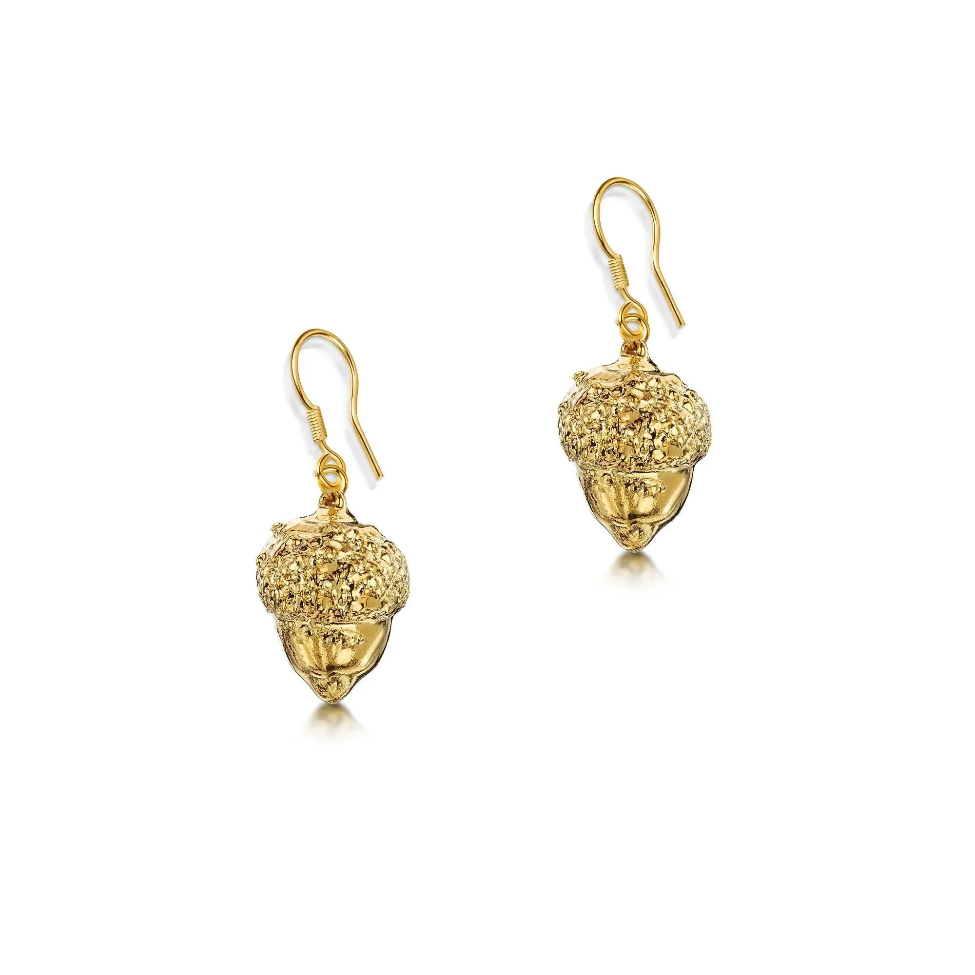 Gold-Plated Real Acorn Earrings - Handmade Nature-Inspired Jewelry