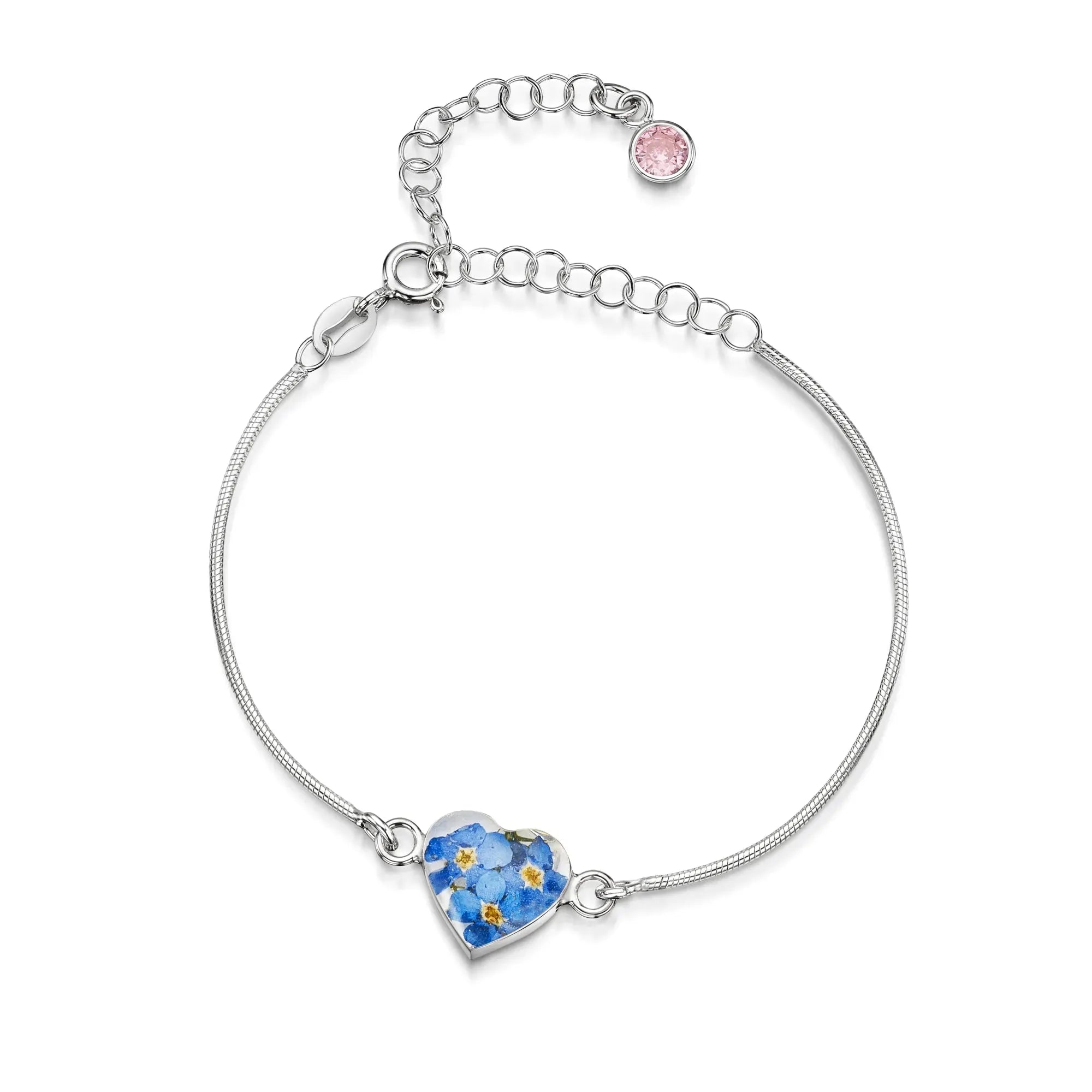 Braccialetti personalizzati in argento sterling con pietra di nascita a forma di fiore | Viola stridente®