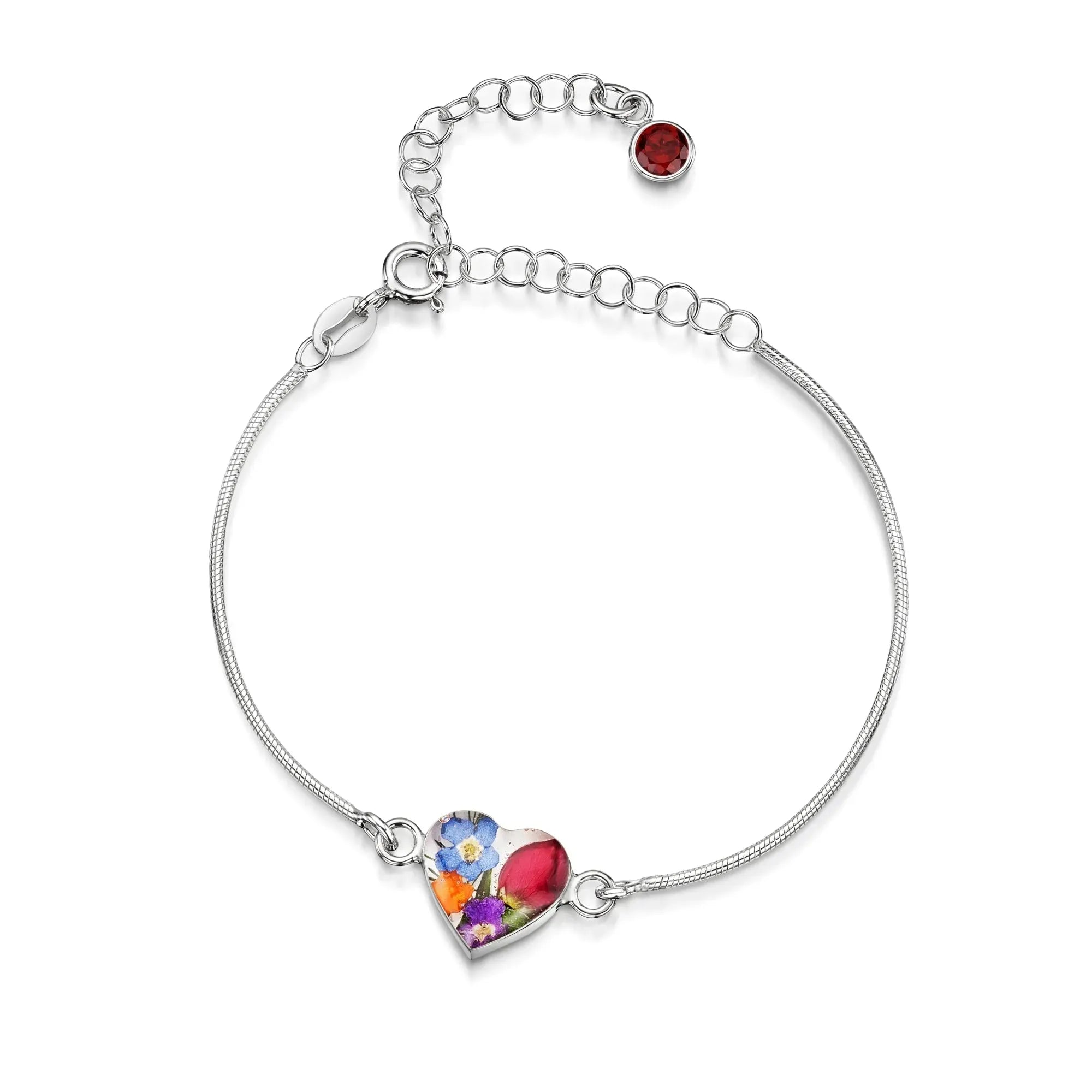 Braccialetti personalizzati in argento sterling con pietra di nascita a forma di fiore | Viola stridente®