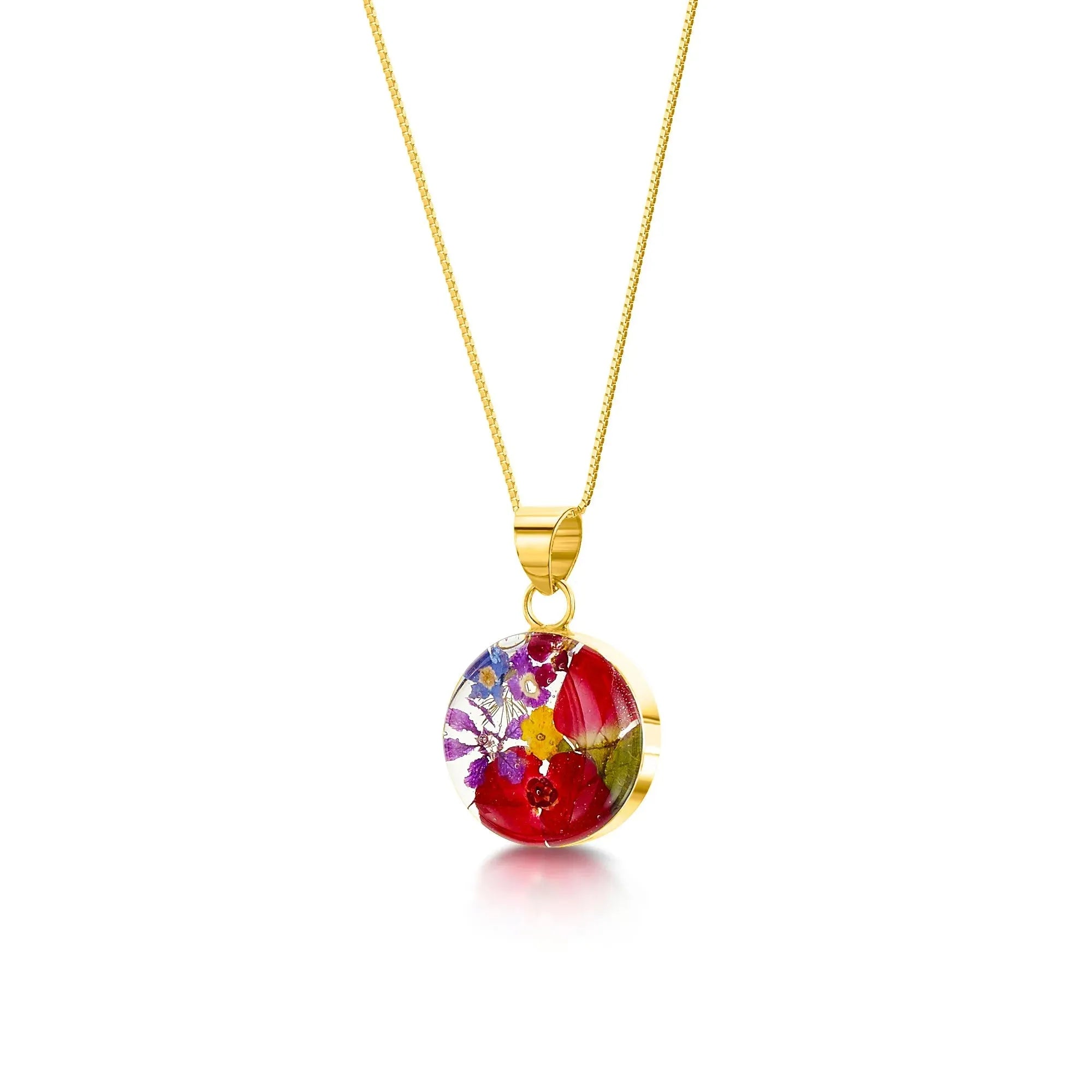 Runder Anhänger aus Sterlingsilber mit echten Blumen von Shrieking Violet®