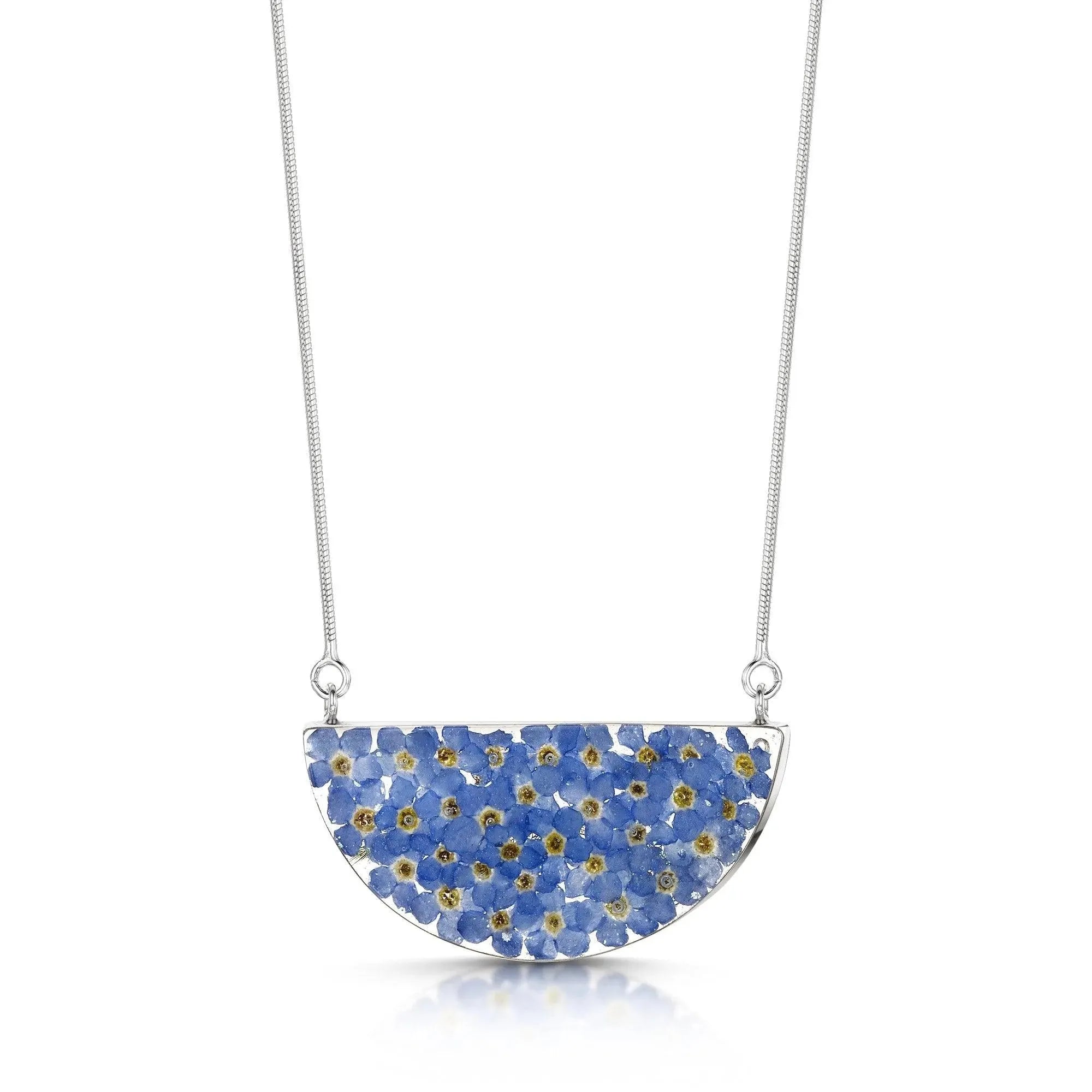 Sterling silver snake chain necklace | Forget me not | Half Moon