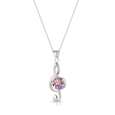 Silver Treble Clef Musical Note Pendant - Purple Haze Collection