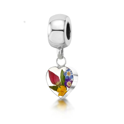 Mixed Flower Heart Bracelet Charm