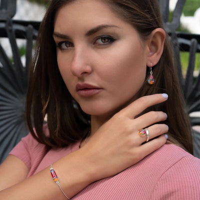 Mixed Flower Oval Snake Bracelet