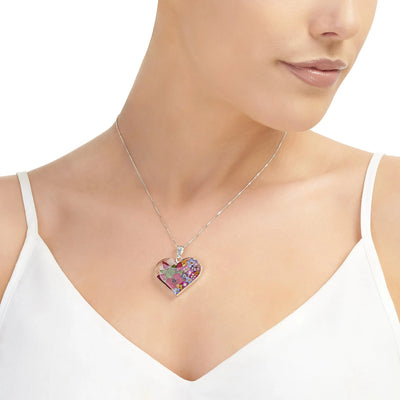 Mixed Flower Heart Large Pendant Necklace