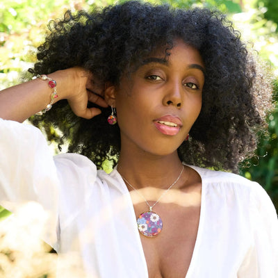 Silberohrringe - Gemischte Blumen - Vollmond (rund)