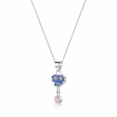 Halskette mit Anhänger aus echter Blume und Geburtsstein-Charm