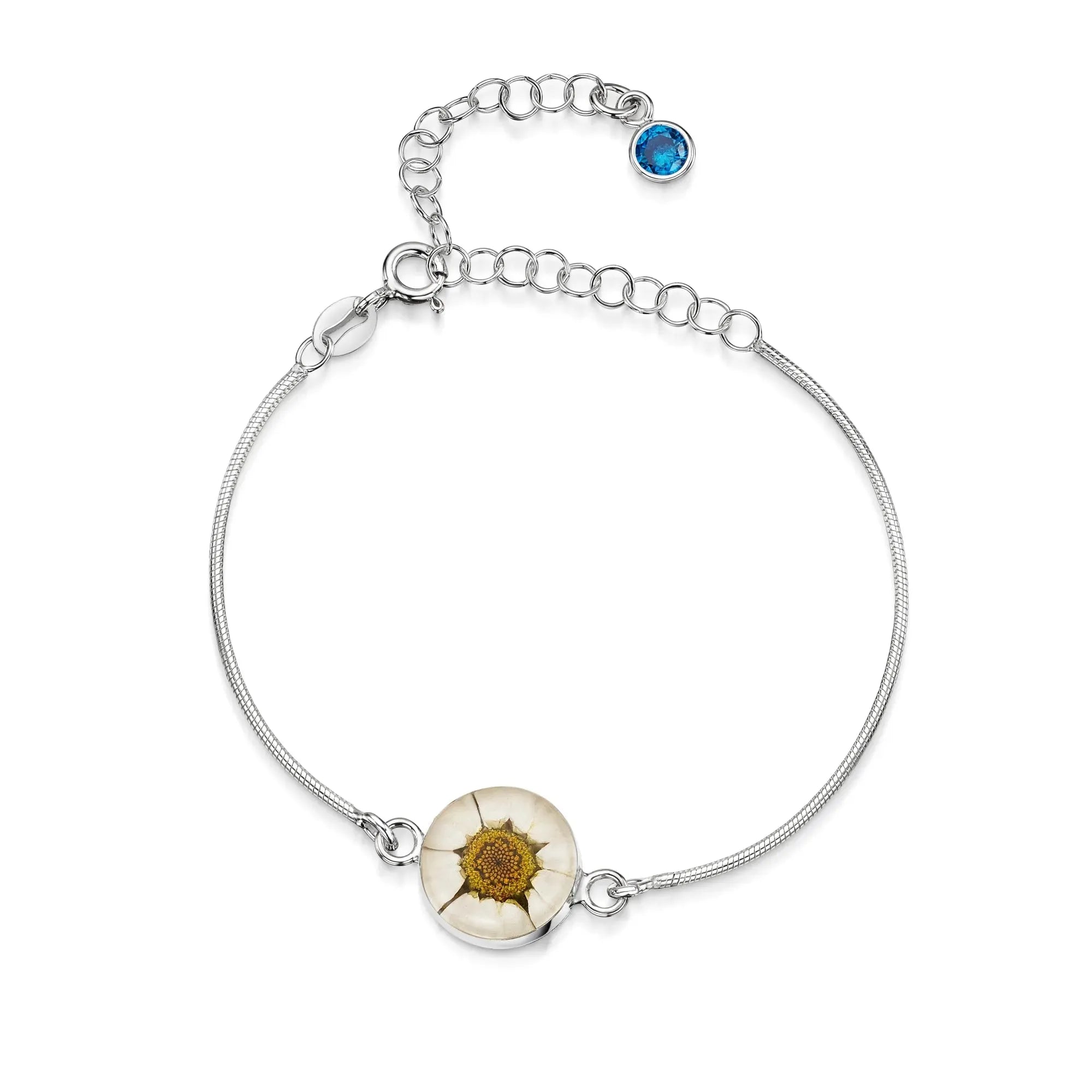 Pulseras de plata de ley personalizadas con flores y piedras de nacimiento | Shrieking Violet®
