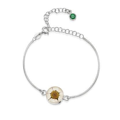 Pulseras de plata de ley personalizadas con flores y piedras de nacimiento | Shrieking Violet®