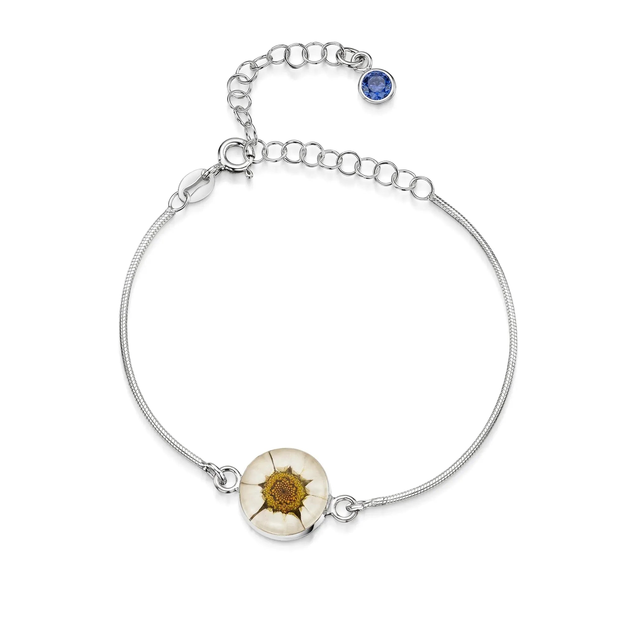 Pulseras de plata de ley personalizadas con flores y piedras de nacimiento | Shrieking Violet®