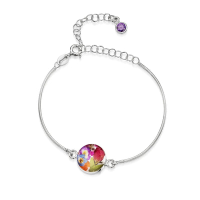 Personalisierte Blumenarmbänder aus Sterlingsilber mit Geburtssteinen | Shrieking Violet®