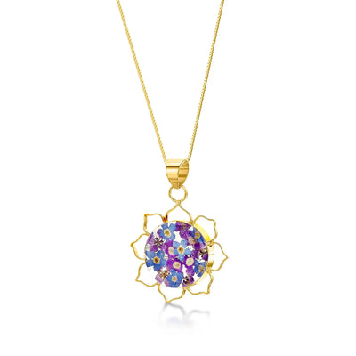 Purple Haze Lotus Flower Pendant Necklace