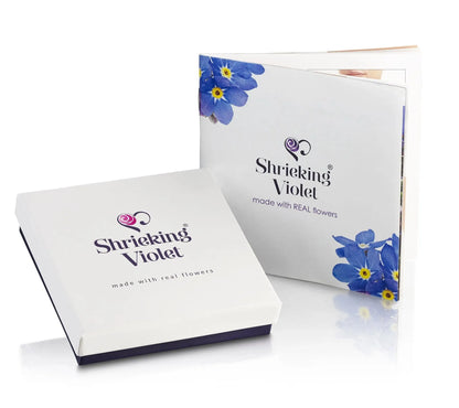 Forget-me-not necklace by Shrieking Violet® Gold-plated sterling silver heart pendant with real forget me not flowers. Thoughtful gift for mother day