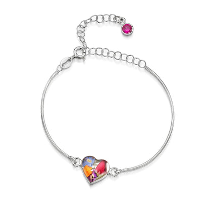 Pulseras de plata de ley personalizadas con flores y piedras de nacimiento | Shrieking Violet®