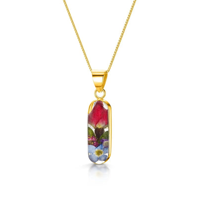 Mixed flower (rose) drop earrings 'Leela' vertical bar