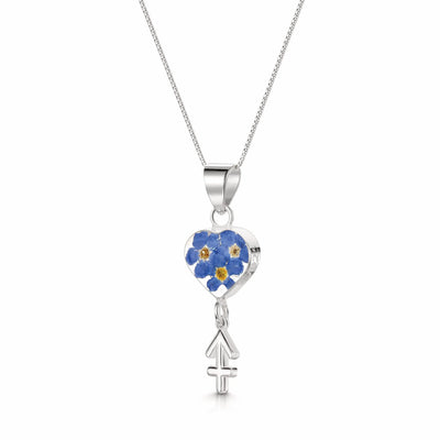 Sagittarius Necklace - Sterling silver pendant with real flowers & a zodiac charm. More Options...