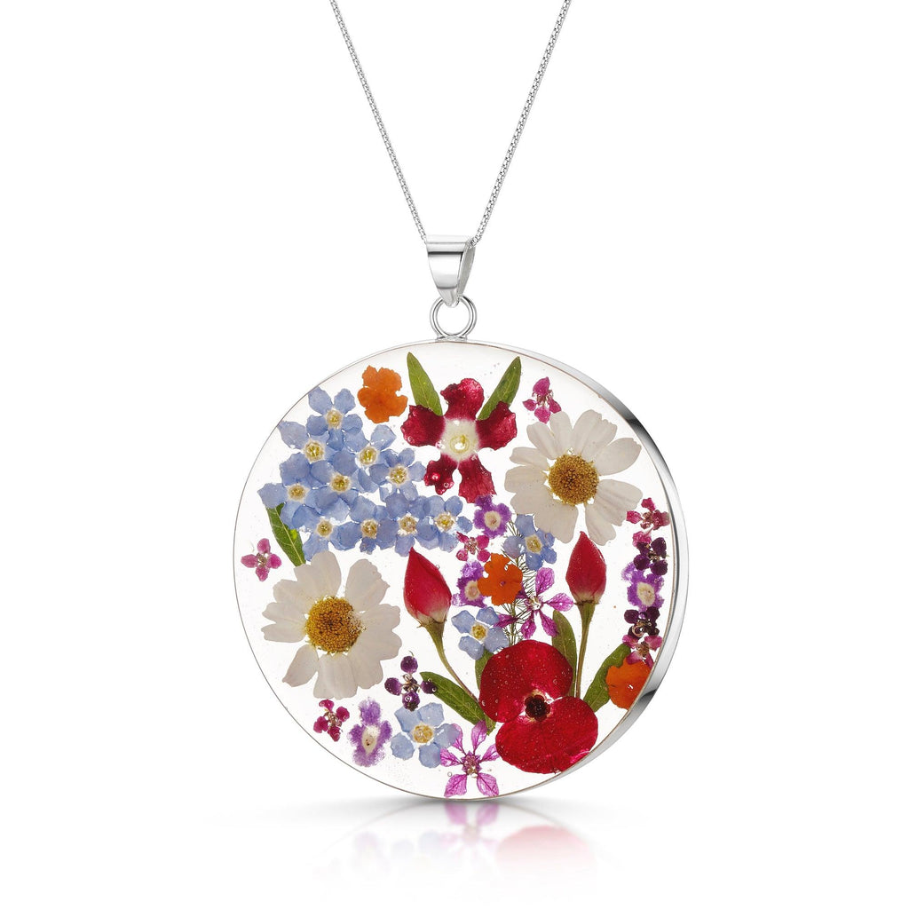 Silver Necklace - Mixed Flowers - Full Moon XL