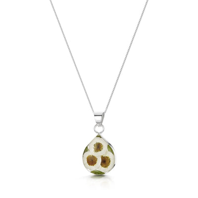 Sterling Silver Teardrop Daisy Pendant Necklace by Shrieking Violet®